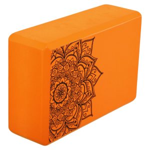 Bloc de yoga en mousse EVA avec imprimé décoratif, orange